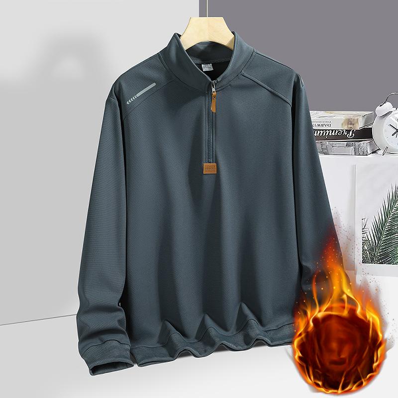 

Флисовый свитер с воротником-стойкой на половину молнии для мужчин, осенне-зимний деловой спортивный повседневный верх, молодежный топ 4XL
