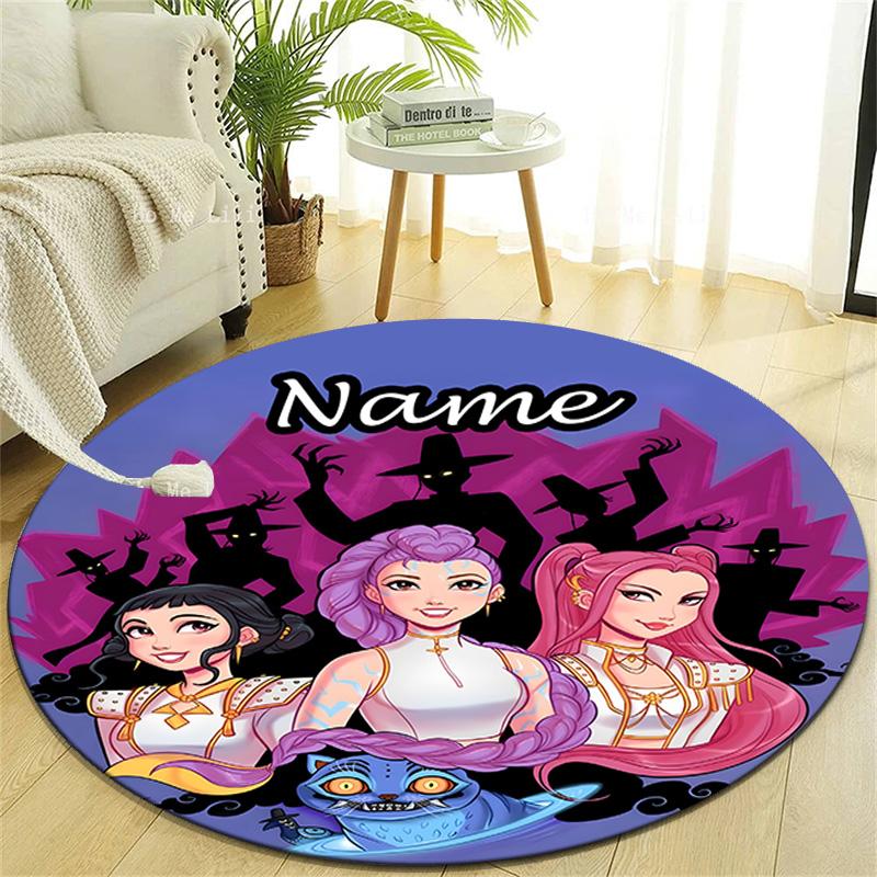 Personalized K-KPop Demon Hunters Round Chair Office Rug - Perfect for Mat, Office Chair & More - Ideal Gift for Birthdays and Holidays