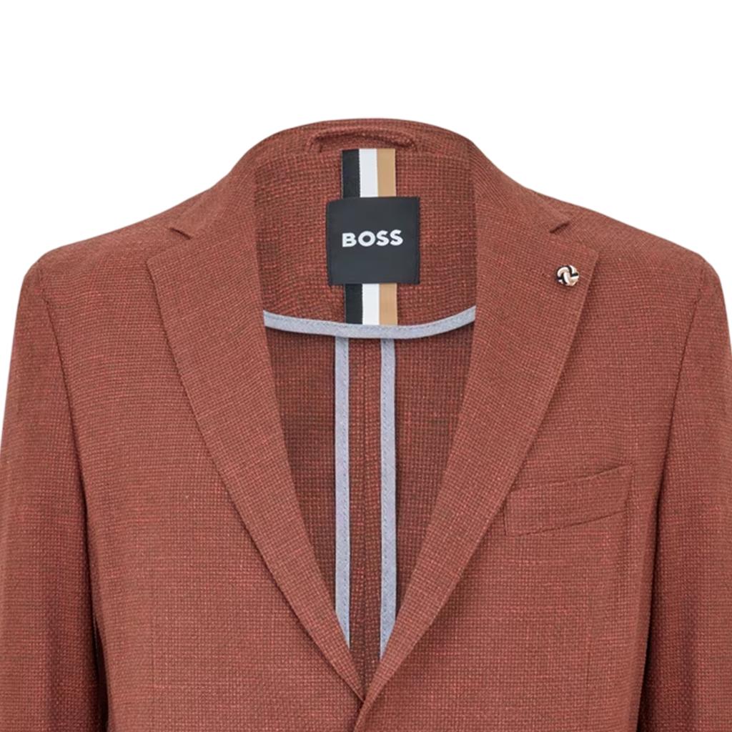 BOSS Blazer Masculino Hanry com Textura e Gola de Lapela