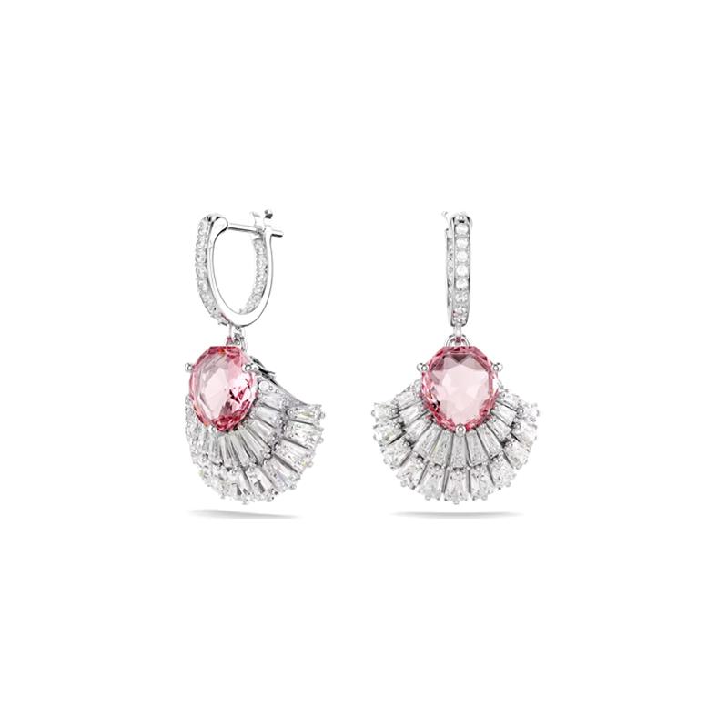 Swarovski Idyllia drop-shaped inlay decoration cubic zirconia rhodium plated crystal earrings women s pink 5680295