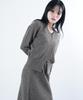 STARRYEYED V-Neck Cardigan Knit Skirt Set (Charcoal)