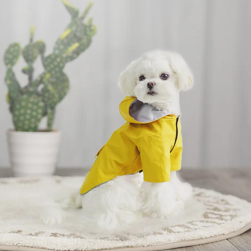 Hooded Waterproof Four-Legged Raincoat for Small Dogs