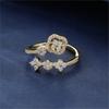 Elegant Four Leaf Flower Zirconia Inlaid Ring for Women New Fashion Single Rings Wedding Jewelry Daily Wear