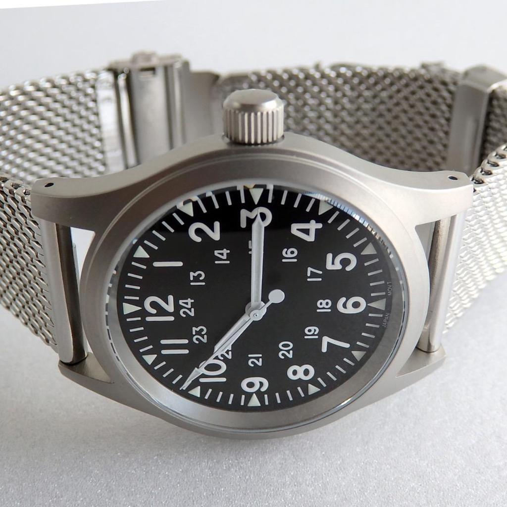 [USED] [] Military Watch with Domed Sapphire Crystal and Custom Strap, 38mm