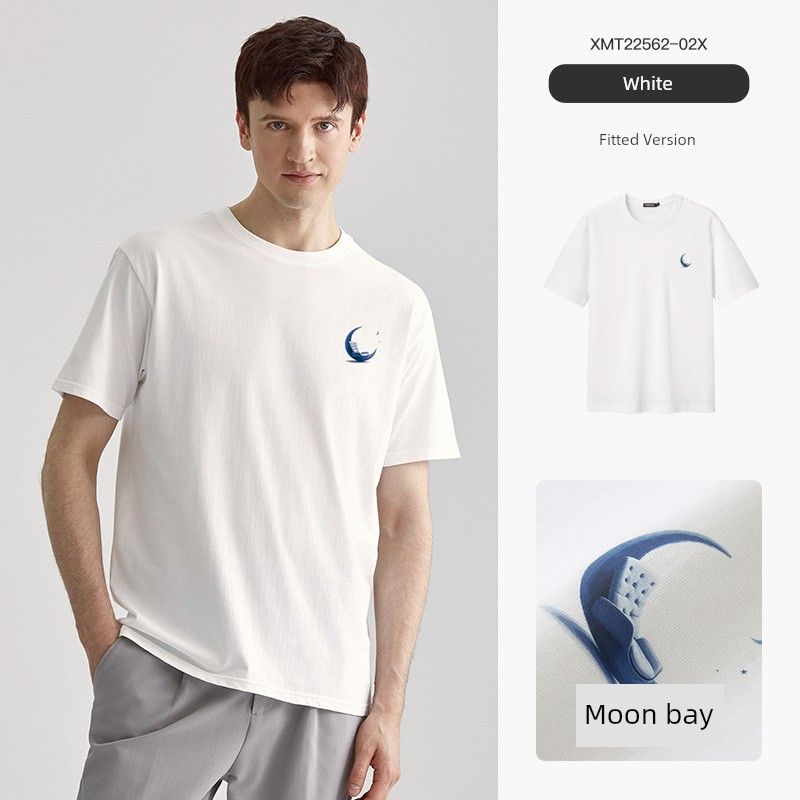 Thousand Paper Cranes Men's Short-Sleeve T-Shirt, Pure Cotton Crew Neck Base Shirt, Printed, Breathable, Casual, Versatile Top, Trendy 22166