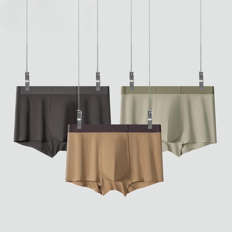 Men's Spring and Summer New Solid Color Seamless Mid Waisted Briefs