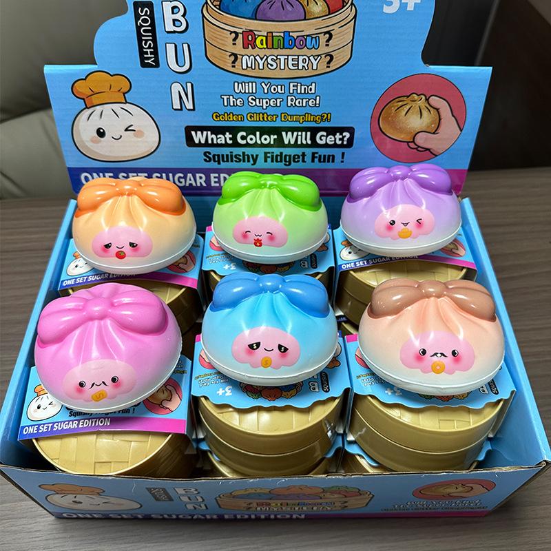 Gombóc Squishy Zsemle Baozi Gombóc Mystery Box Színes Étel Squishy Szenzoros Gyurma Golyó Stresszoldó Nyomkodható Golyók