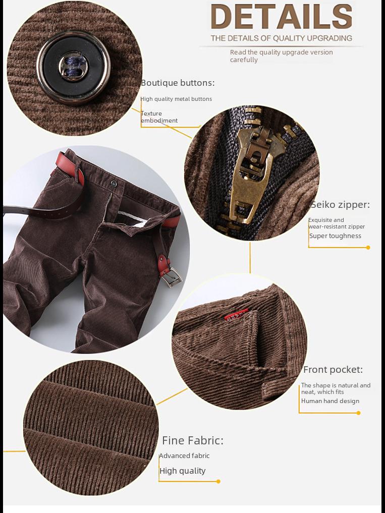 2025 Men's Corduroy Pants: Straight, Loose Fit, Thick and Warm for Spring, Autumn, and Winter.