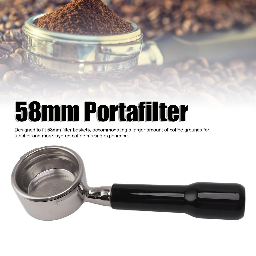 58mm Portafilter Bottenlös Rostfritt Stål 2 Öron Bekvämt Grepp Kaffemaskin Tillbehör för GAGGIA BABY EVOL UTION