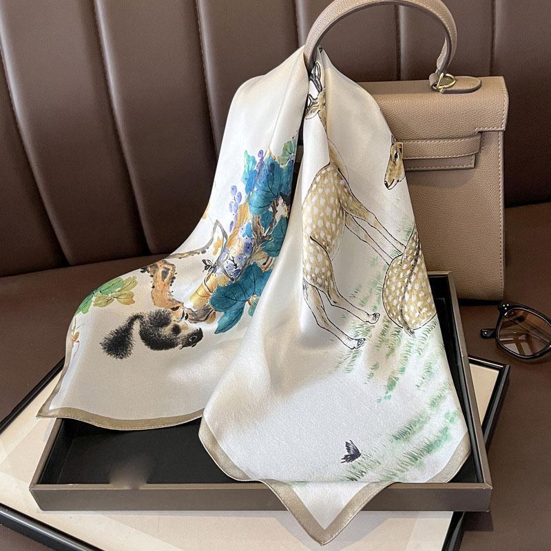 Square Scarf 100% Natural Silk  Women Hairband Foulard High Quality Bandana Scarfves Female Neckerchief Headkerchief Shawl Wrap