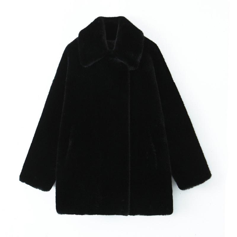 

European & American Style Faux Fur Turn-Down Collar Autumn Jacket 4360049 Large