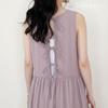 Back Ribbon Sleeveless Tiered Maxi Flare Long Purple [blue beryl] [Blue Beryl] A-line Dress, Figure-Flattering, Lightweight, Natural, Date, BB107-PU-L