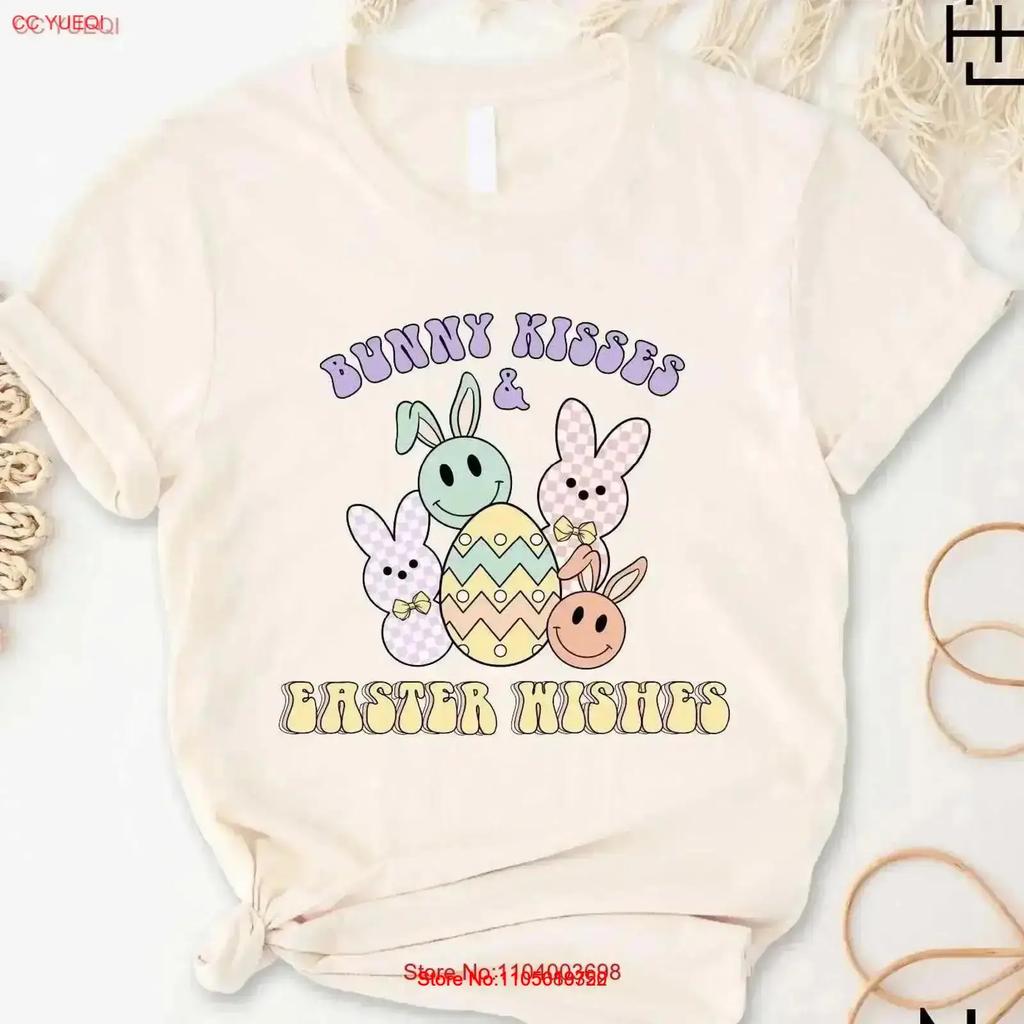 Bunny Kisses And Easter Wishes T Shirt Happy Eggs Family S Vintage Homme Comfortable Breathable Versatile Vintage