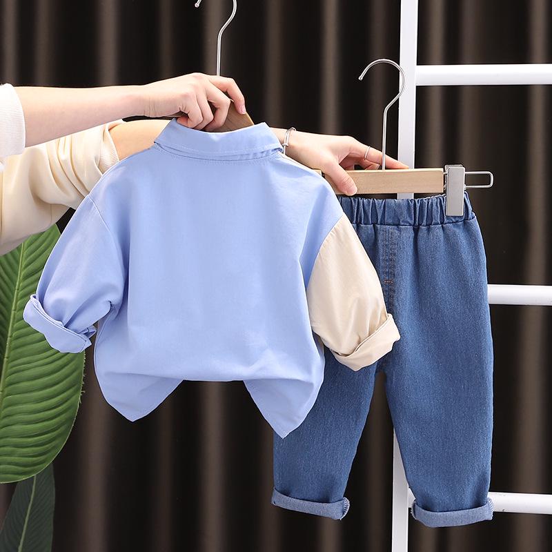 2023 New Boys' Long-Sleeve Cartoon Shirt Set - Spring/Autumn Style