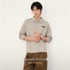 Giordano Men's Cotton Patchwork Pocket Long-Sleeve Polo Shirt