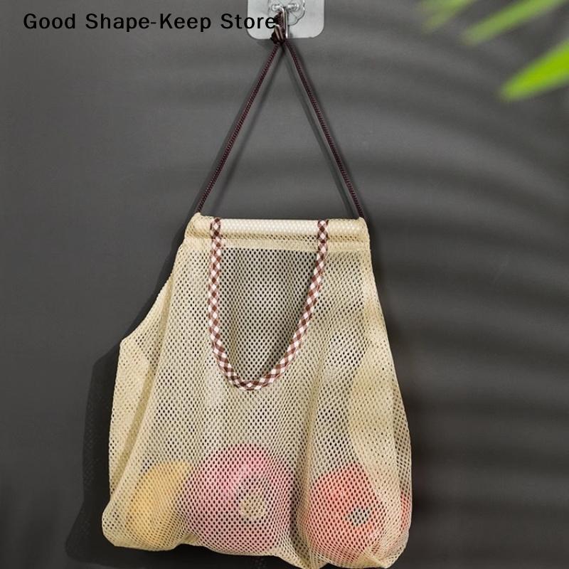 Handy Breathable Mesh Kitchen Bag, Portable Storage for Fruits and Vegetables, 1PC