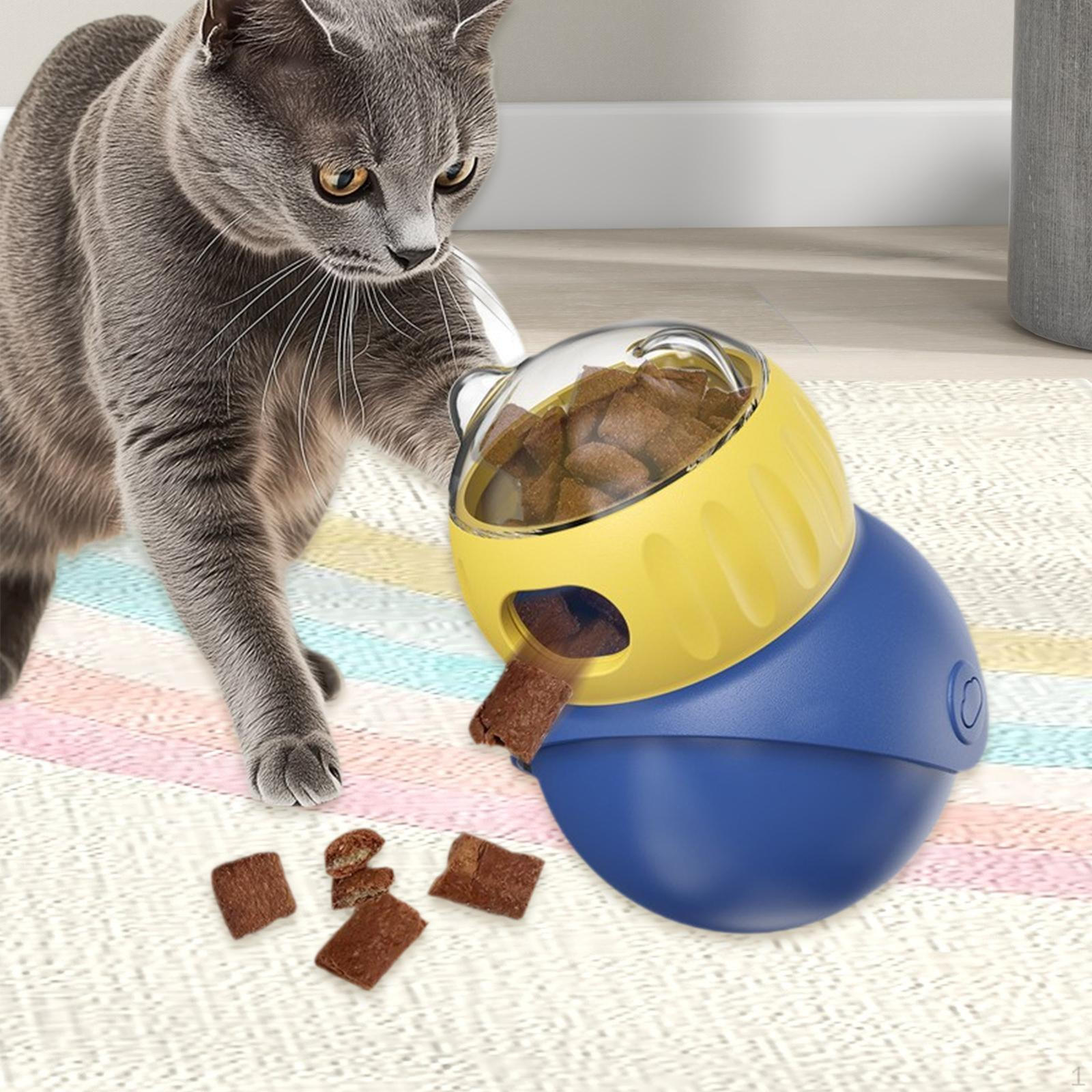 

Дозатор лакомств для собак, игрушка, регулируемая раздача еды для кошек, головоломка для тренировок в помещении, для путешествий, для щенков Blue Yellow