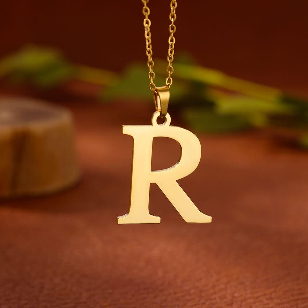 Elegant Initial Letter Stainless Steel Necklace Women Gold Color Alphabet Pendant Necklaces Vintage Waterproof Zircon Gifts