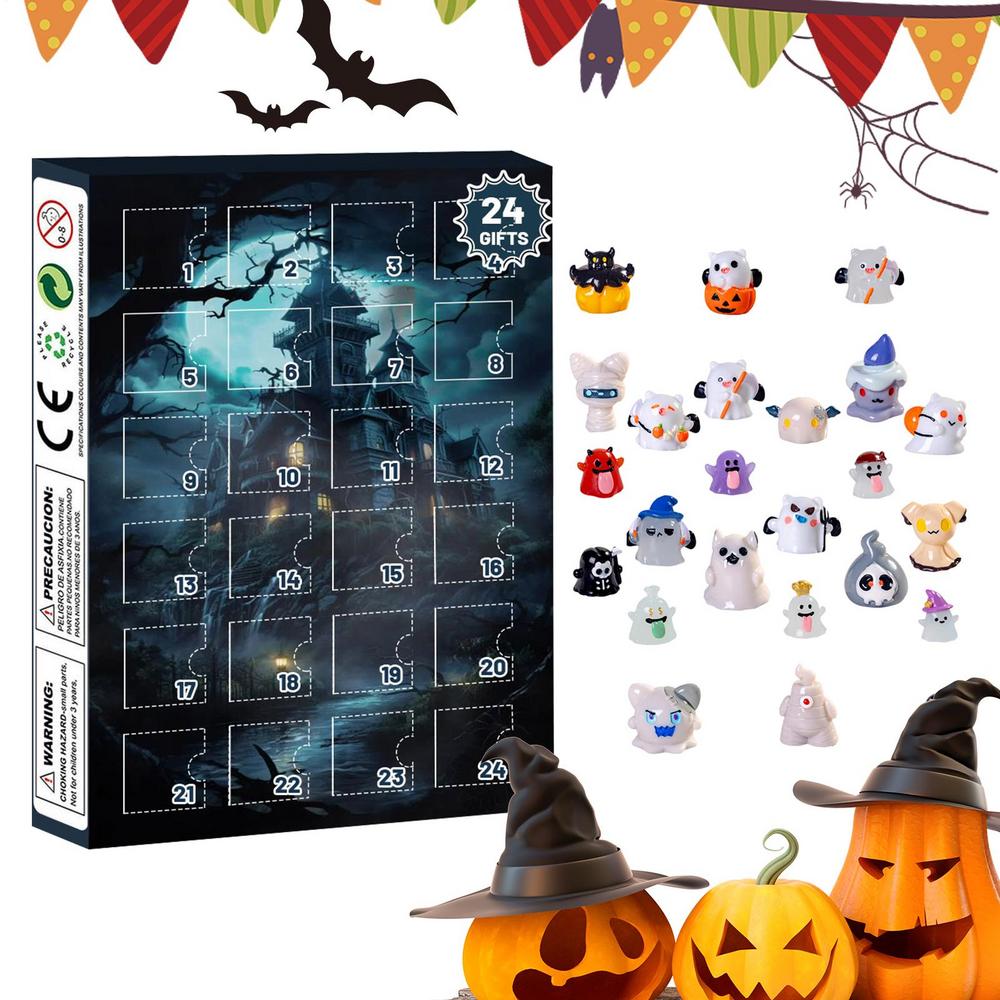 

Halloween Countdown Calendar 24 Days Halloween Advent Horror Figures Calendar Resin Figurines Home Decorations for Table Girls 18x26x3cm