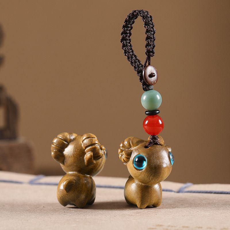 Auspicious Green Sandalwood Dragon Zodiac Cartoon Keychain & Universal Phone Lanyard