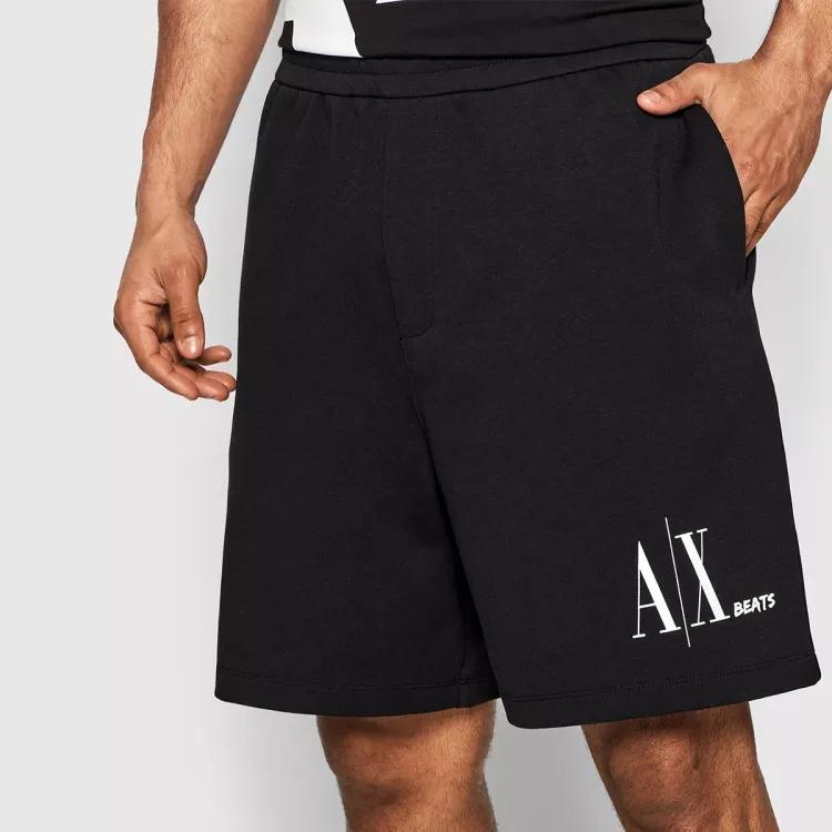 Armani Exchange SS22 Letter Logo Print Straight Leg Casual Shorts Men shorts Black 3LZSJE-ZJYAZ-1200