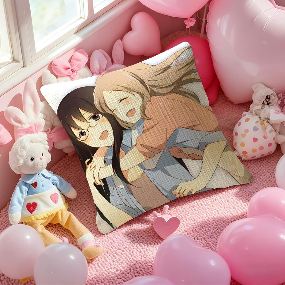 Girl For Love Anime Sasameki Koto Pillow Case Anti-Dustmite Pillowcase Invisible Zipper Silky Short Plush Sofa Cushion Cover
