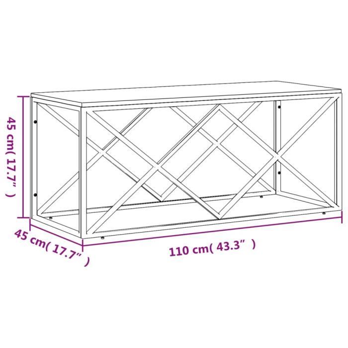 VidaXL Table basse acier inoxydable et bois massif de récupération 349968