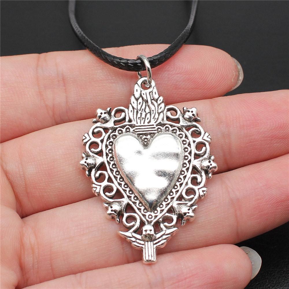 Liebesherz Engel Frieden Halskette Lederkette 45cm Damenschmuck Geburtstag Trend Beschläge