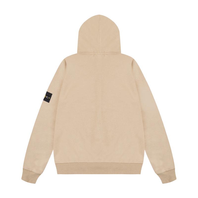 STONE Classic Solid Color Hooded Long-Sleeve Unisex Jacket with Badge – Trendy Island Style for Couples