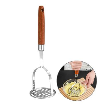 Haushalts-Kartoffelstampfer aus Edelstahl mit Holzgriff, Saftpresse, manueller Gemüsezerkleinerer, Lebensmittelzerkleinerer, Küchenhelfer