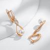 Luxury Unique Natural Zircon Pearl Long Drop Earrings For Women  Rose Gold Color Bridal Wedding Jewelry  New