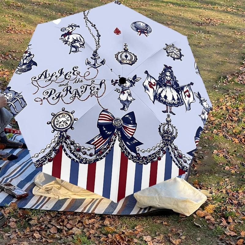 1 Stück Alice und Piraten Regenschirm - 8 Speichen verstärkt, Automatisches Öffnen, Leicht & Langlebig, Niedliches Modeaccessoire für Draußen - P78