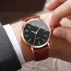 Fashion Men Business Watches Casual Leather Strap Arabic Dial Quartz Wristwatches For Mens Clock Reloj Hombre