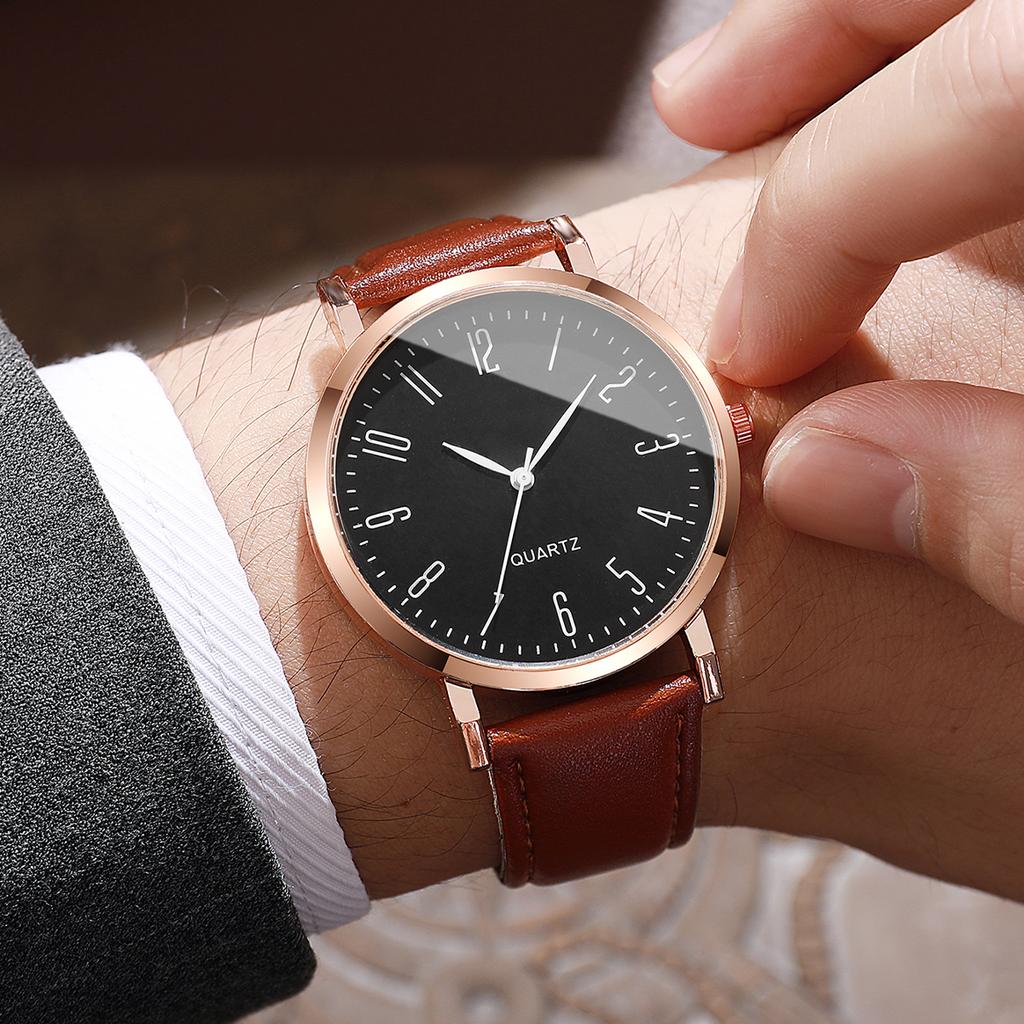 Fashion Men Business Watches Casual Leather Strap Arabic Dial Quartz Wristwatches For Mens Clock Reloj Hombre