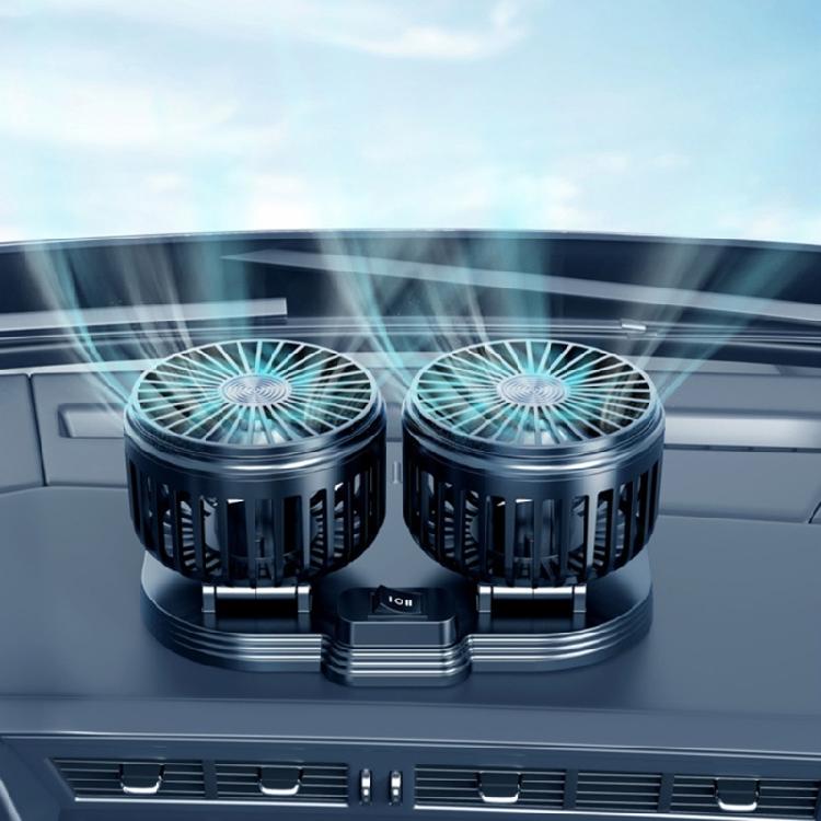 Dual Head 360° Rotation Cooling Fan USB Powered Fan 2 Wind Speed Adjustable