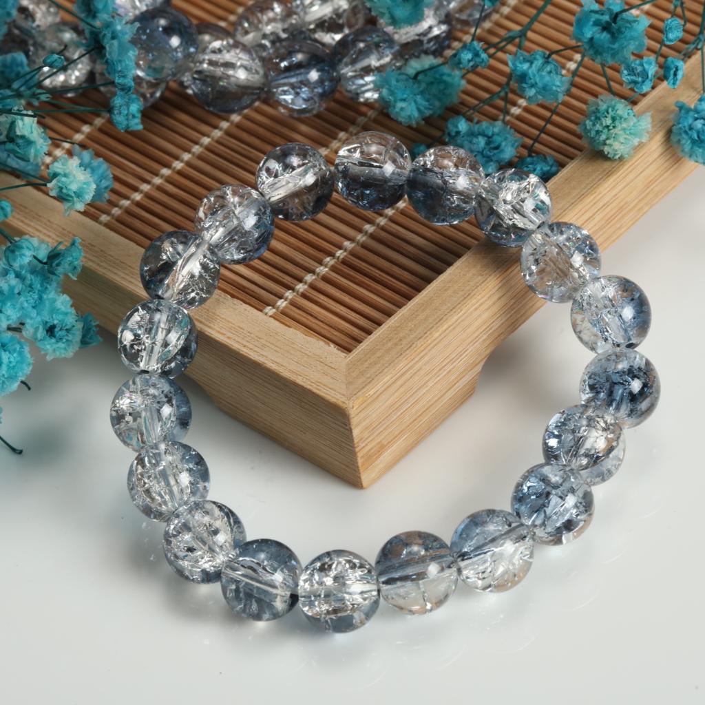 10mm Cracked Flower Glass Beaded Bracelets, Multi-Color Y2K Sweet Cool Style Bracelets for Women Fashion Jewelry Accessories