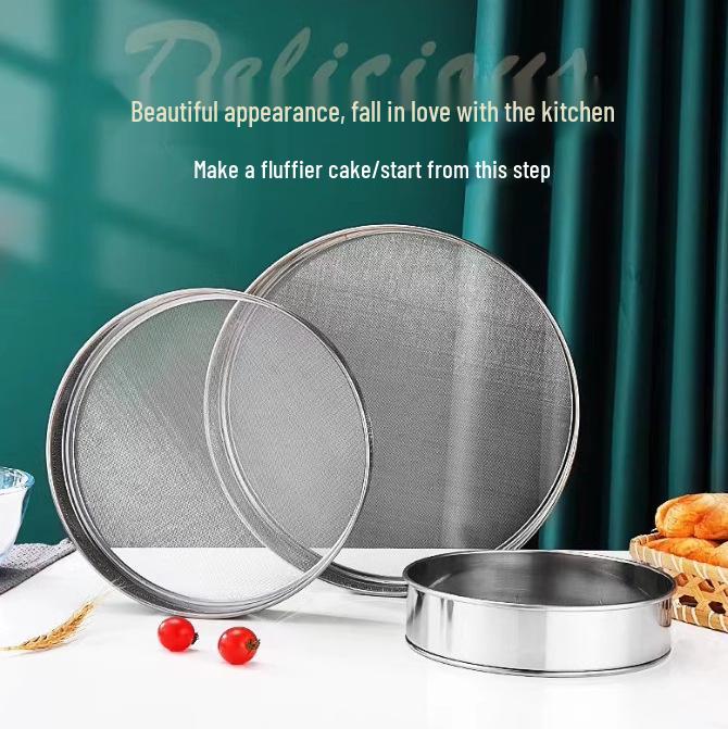 

Ручной мукопросеиватель из нержавеющей стали с мелкой сеткой Stainless Steel Flour Sieve 19cm - 1 Piece