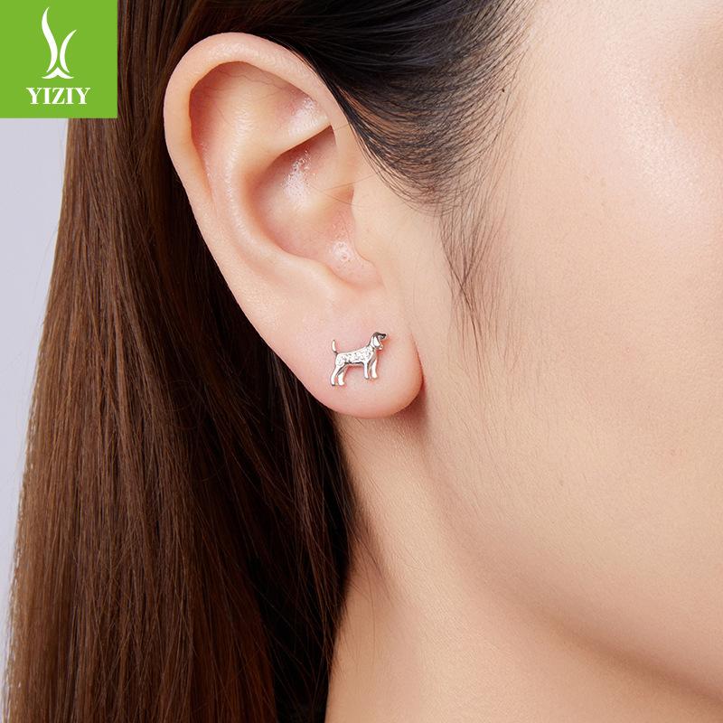 S925 Sterling Silver Golden Retriever Mini Stud Earrings, Exquisite And Cute Little Animal Dog Stud Earrings.