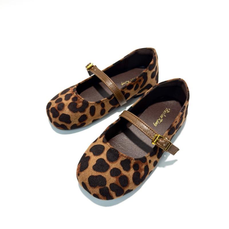Girls Leopard Print Flat Shoes Soft Sole Fashionable Casual Leather-Lined Kids School Ages 4-16