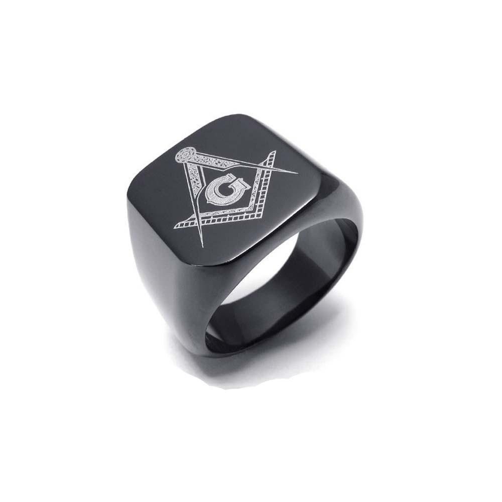Goldene und Schwarze Herrenringe Schmuck Freimaurerei Freier Maurer Ring Freimaurerring Edelstahl Fingerring Größe 7 bis 14