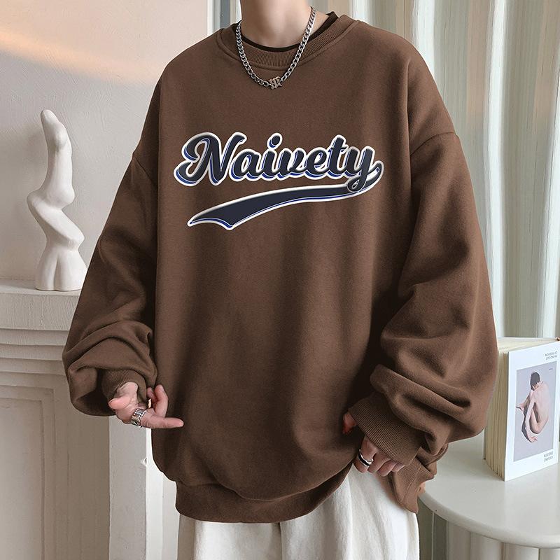 

Crewneck Hoodie Men s Fashion Spring Loose Base Shirt Ins Fashion Brand Long Sleeve Pullover Top Men s Wear 4XL