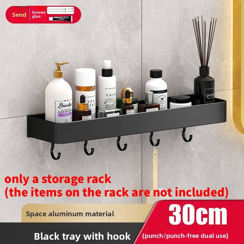 Bathroom Wall Shelf Aluminum Black For Shower And Toilet Storage