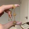 Old Money Style~French-style hollow-out, full-diamond, floral four-leaf clover and iris flower bracelet for women, vintage niche high-end jewelry