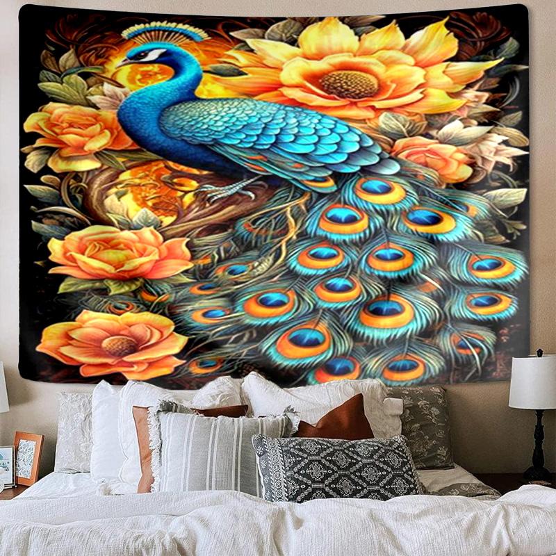 Peacock In The Forest Tapestry Room Decoration Wall Hanging for Living Room Bedroom, dormitory, Birthday and Christmas gifts