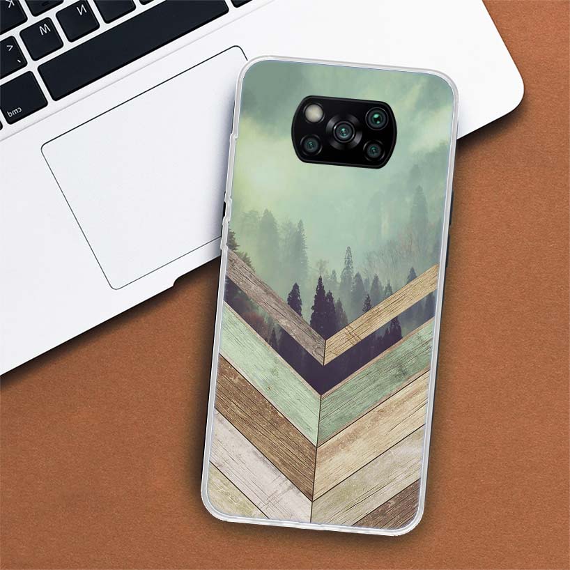 Lesní Geometrie Dřevo Příroda Pouzdro na Telefon Pro Xiaomi Poco X3 GT X4 NFC M4 Pro M3 M2 F3 F2 F1 Mi Note 10 A3 A2 Lite A1 CC9E Fundas