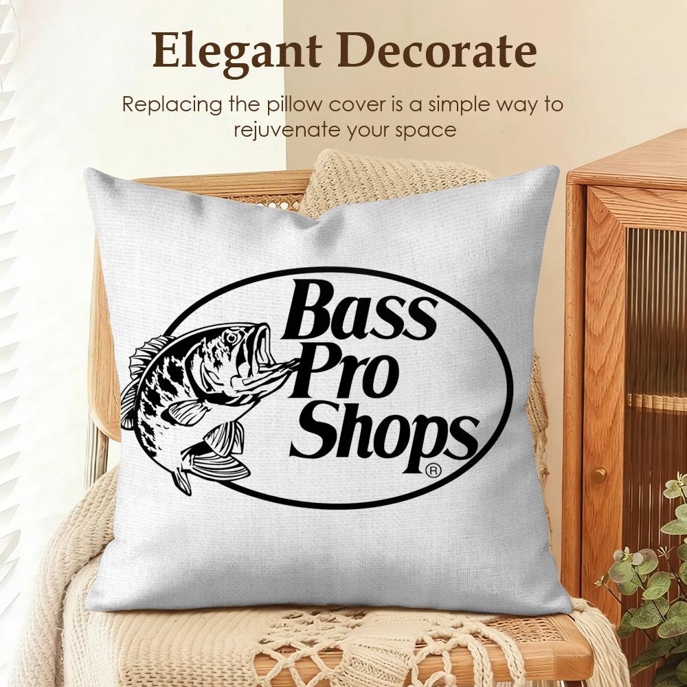 Fashion B-Bass Pro Shop Cushion Cover Natural Linen Organic Fabric Double-Sided Printing Sofa Home Decor Gift Pillow Case