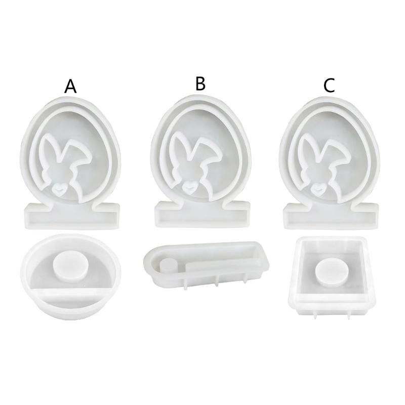 Easter Rabbit Silicone Moulds Eggs Rabbit Candle Holder Epoxy Resin Casting Moulds for Candle Holder DIY Home Decoration