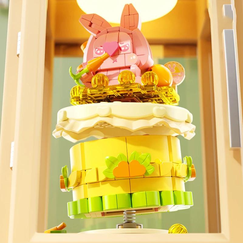 Niedliches Haustier Teetasse Kuchen Schüttelnde Bausteine DIY Tiermodell Montagebausteine Spielzeug Schreibtischdekoration Kinder Feiertagsgeschenke