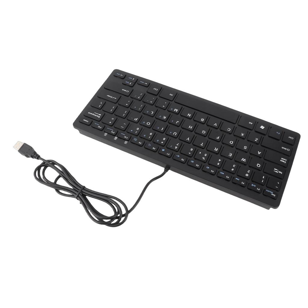 USB-Tastatur mit Kabel 78 Tasten Dünn Tragbar Rutschfest Tastatur für Laptops Desktops