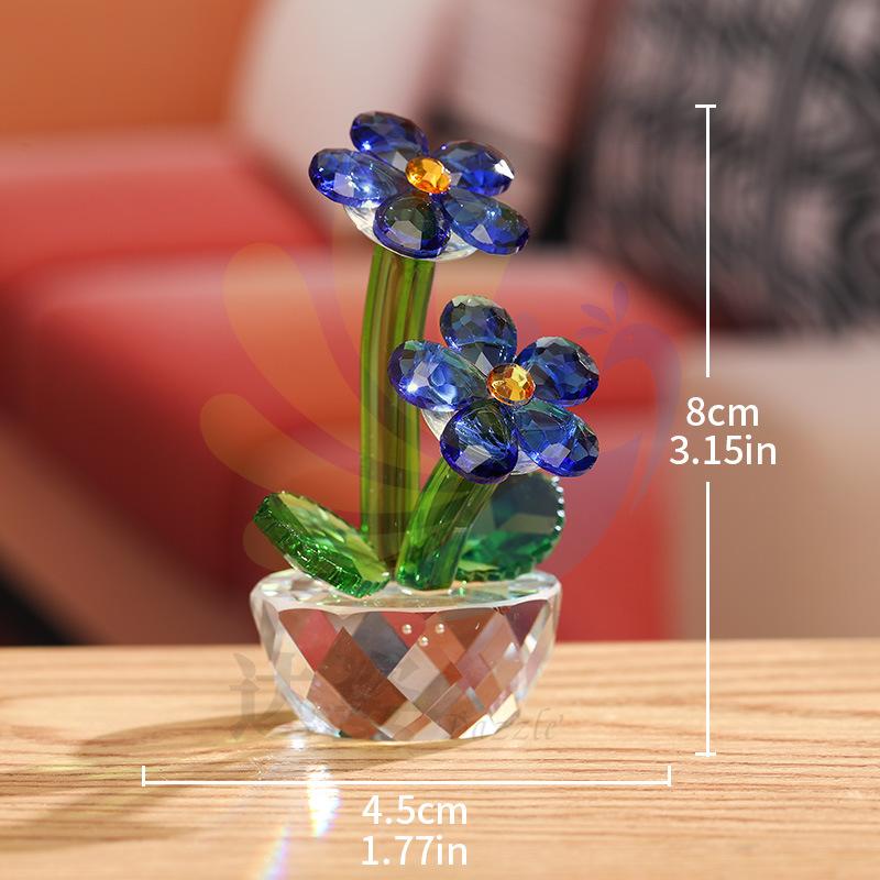 

Crystal artificial flower home living room decoration ornament Nordic style lilac crystal handicraft Style three [dark blue]